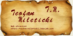 Teofan Mileticki vizit kartica